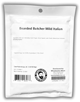 Bearded Butchers Mild Italian Seasoning, 8 oz – Seasons Up to 25 lbs of Meat – Classic Blend with Fennel, Paprika & Garlic – Perfect for Italian Sausage, Meatballs, Bratwursts & Wild Game
