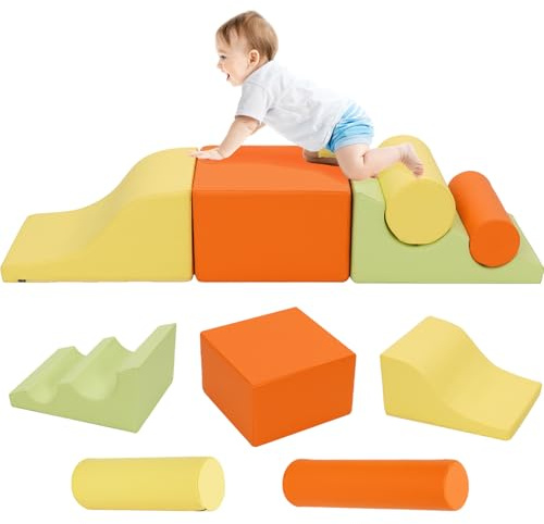 EULEUY Tapis d'escalade pour enfant en éponge, blocs de construction en mousse, jouets Montessori Soft Play, cube de motricité à partir de 1 an, pour la maison et la crèche