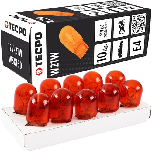 TECPO Glühbirne 12V-21W, W21W 10-tlg. Orange