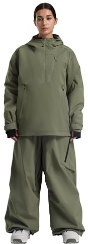 GSOU SNOW Women's Ski Jacket and Pants Set Baggy Snowboard Jacket Snow Suit Waterproof Windproof Hooded Coat S