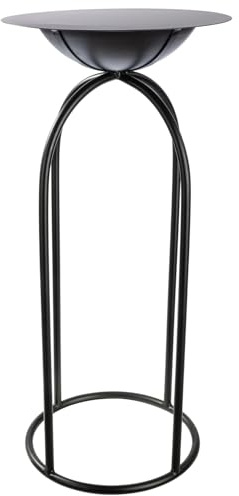 GILDE Colonne décorative Bloom en métal - Noir mat - Hauteur 99 cm x Ø 35 cm - Avec motif - Support décoratif