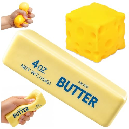 TOGETDREAM 2 st Butter- och ostleksaker, smör och ost simulerad design sensoriska leksaker för barn, vuxna, kontor och hem
