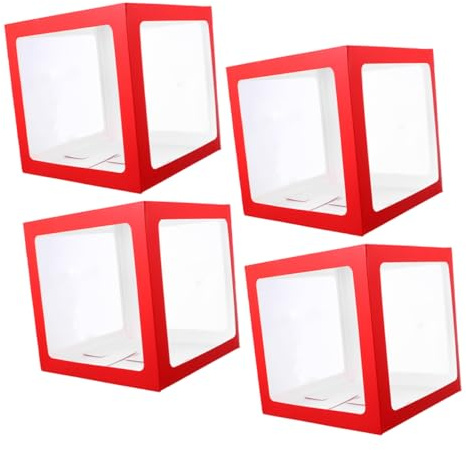 Toyvian 4 Scatole per Palloncini Trasparenti 30x30x30 Cm, Scatole Decorative per Feste di Compleanno, Fidanzamento e Matrimoni, Montaggio Facile e Design Impilabile per Decorazioni