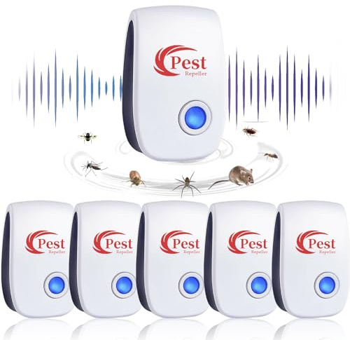 Repelente Ultrasónico de Plagas, 6 Pack Electrónico Repelente Control de Plagas, Repelente Ultrasónico Mosquitos para Anti Mosquitos, Moscas, Ratones, Cucarachas, Arañas, Roedores