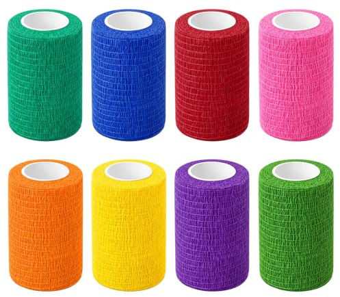 soodyoow 8 Rolls Venda Cohesiva, 7,5 cm x 4,5 m Venda Cinta Bendaje Adhesiva, Vendaje Autoadhesivo Deportiva Tape, Elástico Adhesiva Impermeables Cinta Autoadhesiva para Manos, Pie, Rodillas y Mascot