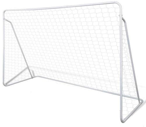 Ordellia But de football 240 x 90 x 150 cm en acier avec filet de but, ancrage au sol, mur de but, filet d'entraînement, cadre pour jardin, pelouse et terrain de sport, résistant aux intempéries