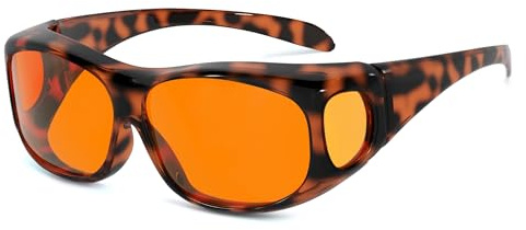 Eyekepper 100% Blue Light Reduction,Huge Fitover Anti-Blue Blocking Computer Eyeglasses with Extra Amber Lenses, Tortoise