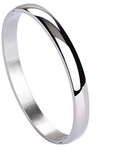 MILAKOO Edelstahl Armreif Damen Silber Oval Armband 8mm Frauen Poliert Stainless Steel Bracelet Woman