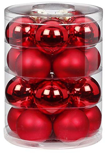 MAGIC Weihnachtskugeln Glas 6cm 20 STK. Christbaumkugeln Farbe: Rot Glanz/matt