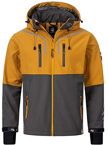 Rock Creek Herren Softshell Jacke Outdoor Jacke Windbreaker Übergangsjacke Anorak Kapuze Regenjacke Winterjacke Herrenjacke Jacket H-222 Anthrazit 4XL
