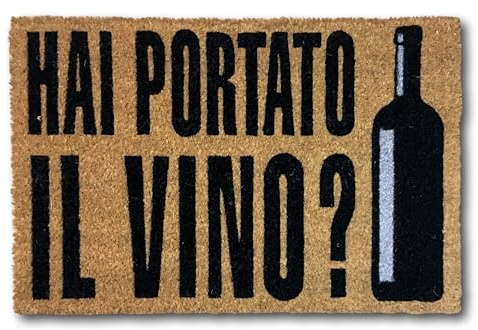 KOKO DOORMATS Zerbino ingresso casa in Fibra di Cocco “Hai Portato El Vino?” | Tappeto Ingresso Esterno con Base Antiscivolo in PVC | Design Simpatico e Resistente da 40x60 cm per Porta d’Ingresso