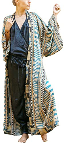 LikeJump Donna Bohémien Vestito da Spiaggia Maxi Kimono Abito Copricostume Kaftan Bikini Cover ups