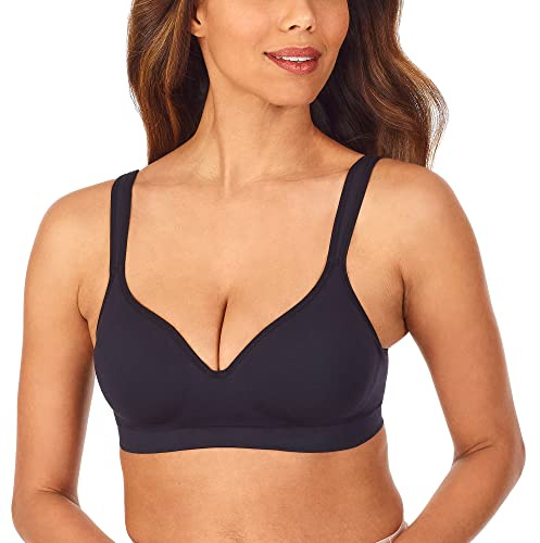 Carole Hochman Seamless Comfort Bra Wire Free Molded Cups Comfort Straps (2 Pack), Black/Moonlight, S