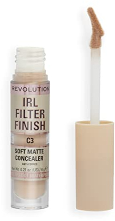 Makeup Revolution, IRL Filter Finish, Correttore morbido e opaco, copertura da media a totale, C3, carnagione chiara o chiara, 6g