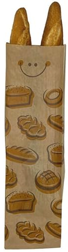 BALSAT Bolsa Papel Kraft Panaderia Varios Tamaños, Impresa con estampado Generico de Panaderia, Bolsas para panaderia (14x51 cm (1 Barra normal) x 1000 ud.)