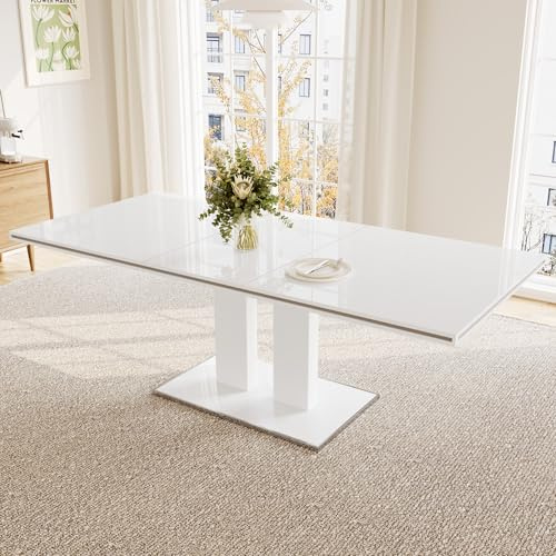 JIEXI Tisch Ausziehbar Moderner Esstisch, Rechteckiger MDF-Küchentisch 160-200cm, Esstisch mit Stabiles Untergestell, für 6-8 Personen, Küche, Wohnzimmer, Büro, Kleiner Raum