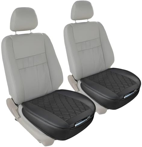 2 Pack Car Seat Covers PU Leather, Car Seat Protector for Front Seat Bottom with Storage Pocket, Anti-Slip Soft Seat Cushion for Driving, Car Seat Cover Front 2pcs, Universal Fit 95% Vehicle, Black