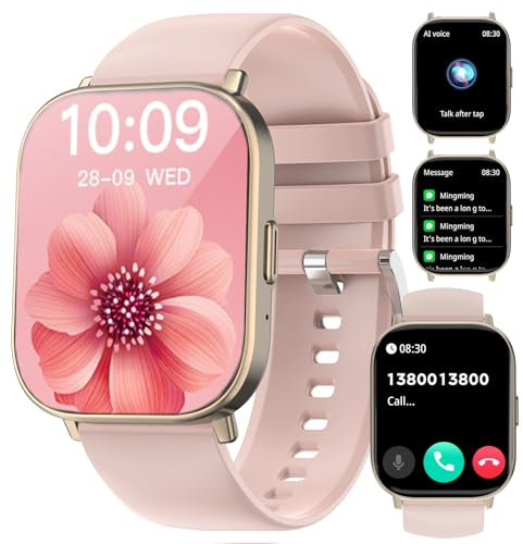Fitoncloud Montre Connectée Femme, 2,01 HD Smartwatch avec Appel BLE5.2, Podometre, Moniteur de Sommeil Cardiofréquencemètre, 120+ Modes Sportifs, Etanche IP67 Smart Watch pour Android iOS, Rose
