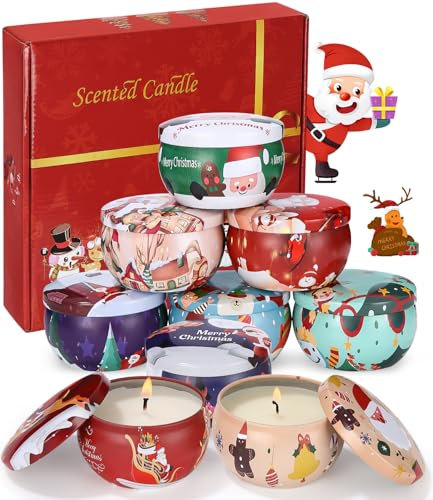 9 Pack Duftkerze Geschenk Set,Weihnachtskerze,Weihnachtsgeschenke für Frauen,natürliches Sojawachs,Aromatherapie-Kerzen, für Yoga,Bad,Weihnachten,Geburtstag,Valentinstag