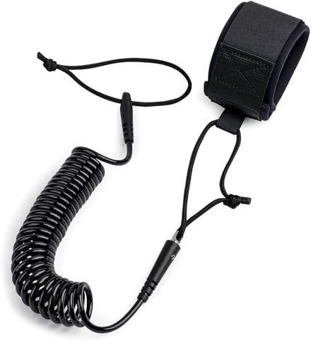 Abahub SUP Leash Coil, 10ft 5mm Schwarz, Universal für PKW, SUV, Van, Fahrrad, Wasserfahrzeug & mehr, Polyester, Klettverschluss, 304.8cm, 1 Stück