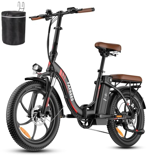 Fafrees Bici Elettrica Pieghevole 36V/20Ah Batteria Rimovibile Bicicletta Elettrica, 20×3.0 Fat Tire, 7 Velocità, Autonomia di 70-150km Fat Bike Ebike per Adulti, con Schermo LCD, con Borsa, Nero