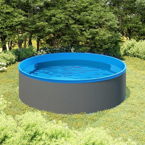 Juroupi Piscina Fuori Terra con Skimmer e Pompa Sospesi 350x90cm Grigia,Piscine e Spa,Piscine-3070801