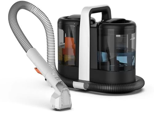 Nettoyeur de tapis 750 W, Shampouineuse Sofa, Aspirateur Nettoyeur de tapis, avec double réservoir, aspiration 15 kpa, nettoyeur portable tapis pour canapé, tapis, tapisserie, voiture (noir 600 W)