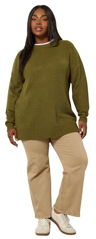 Yours Curve Khaki Green Drop Shoulder Jumper - Women's - Plus Size Curve