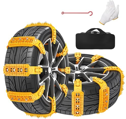 16 Pcs Cadenas Nieve, neumáticos invierno cadenas de seguridad, Juego Universal para Neumáticos Coche anti nieve, fácil instalación, vehículos de Emergencia (Ancho Neumático 165-265mm)