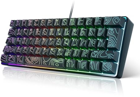 Depisuta 61Keys Membrane Gaming Keyboard, RGB Backbellit USB Wired Computer Tangentboard, Ingen Nyckelkonflikt, N Tangent Rollover Contour KeyCaps, Wired Keyboard för PC -bärbar Dator