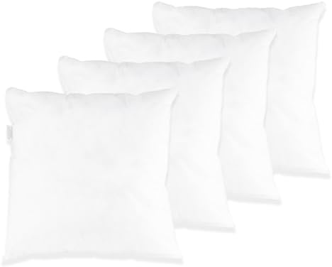 FUSIONHOME - Relleno de Cojín de Fibra Hueca Siliconada Pack 4 Unidades 50x50 cm - Relleno de Gran Volumen y Alta Recuperación - Cojín Decorativo para Casa, Cama, Sofá - Antiácaros e Hipoalergénico