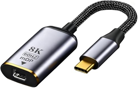 GEU USB C to Mini DP Displayport Cable Adapter 4K@60Hz Type C to Mini DP Display Port Adaptor Converter for Laptop Tablet Phone Monitor Projector Plug and Play Aluminum Housing