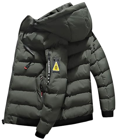 Generisch Parka invernale da uomo con giacca in piuma imbottita per il freddo estremo come giacca di transizione, antivento e traspirante, verde, XL
