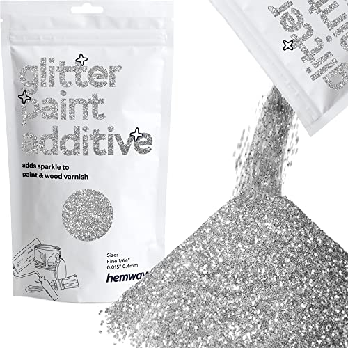 Silver Glitter Paint Additive Fine 100g for Adding Sparkle to Paints & Varnish | Paint Walls Sparkly Add to Emulsion, Acrylic or Lacquer Indoor | Hemway