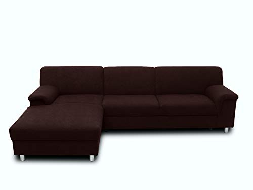 DOMO. collection Jamie Sofá esquinero en Forma de L, sofá tapizado en Esquina, Moderno, marrón, 251 x 150 x 72 cm