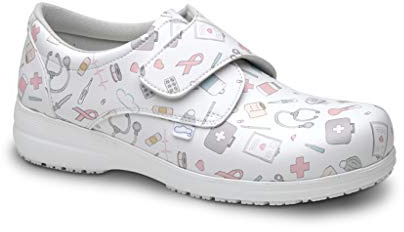 FELIZ CAMINAR - Zapatos Estampados Sanitarios Atom Sanitario/Antideslizantes y Cómodos para Mujer/Clínicas, Veterinarios, Hospital, Geriátricos (37)