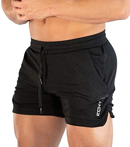 Superora Homme Shorts Sport Short Course a Pied Leger Respirant Sechage Rapide avec Poches,S,Noir