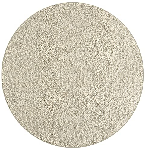 the carpet Foxy Shaggy Teppich - Hochflor Teppich Wohnzimmer & Schlafzimmer Rund - Waschbar & rutschfest - Creme 120 x 120 cm