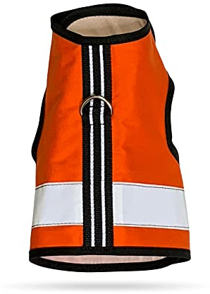 Kitty Holster Reflective Cat Harness, High Visibility Cat Vest for Day and Night - Safe, Breathable and Washable Cotton, Ideal for Walking and Travel, Orange, Small to