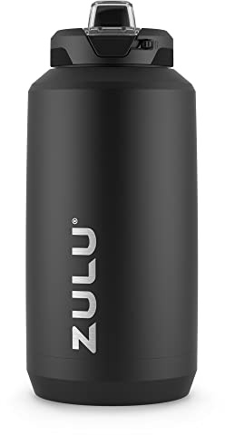 ZULU Goals 64oz Water Bottle Half Gallon Stainless Steel Jug with Straw, Leak Proof Lid and Handle, Vacuum Insulated Double Walled Reusable Metal Jug Perfect for Gym, Home, and Sports, Black