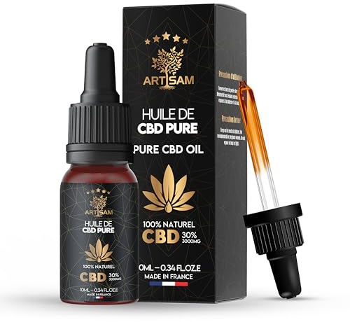ARTISAM | Huile de CBD PURE H 30% Pressée à Froid | Huile de Graines de chanvre | Formule Premium Fabriquée en France | Sommeil Puissant | cdb Hemp Oil herbe puff hhc 10ml