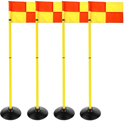 ASENVER 4.9FT Multifunction Football Agility Training Pole Field Warning Rod Corner Flag Pole with Base (Rubber Base, Pack of 4)