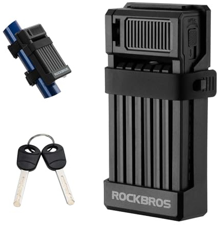 ROCKBROS Lucchetto Pieghevole per Bicicletta, Antifurto di Sicurezza in Acciaio, Robusto Portatile, con 2 Chiavi, per Bici Moto Scooter Ebike, 2 Modelli 84,5CM/62CM