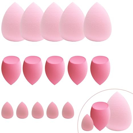 GFOUNS 15 pcs Makeup Sponge Bulk:makeup Sponges 15 Pcs for Liquid, Cream, and Powder, Multi-colored Pink make up sponges for foundation