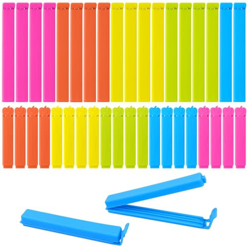 Quelcc 40 Pezzi Chiudi Sacchetti, 7cm, 11cm Clip di Chiusura in Plastica Mollette Chiudi Sacchetti, Clip per Sacchetti Alimentari Riutilizzabile per Cucina Caramelle Snack Noci(5 Colori)