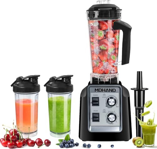 MDHAND Standmixer 2L, Mixer Hochleistungsmixer, 2000W, Standmixer Glas mit 6-Klingen-Edelstahlmesser, Profi Standmixer Smoothie Maker für Gewerbe/Restaurant, Ice-Crush Funktion, Smoothie Mixer Blender