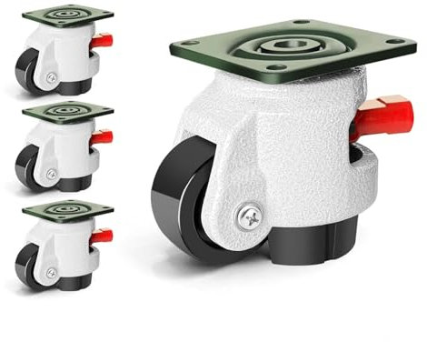 TINMAGI 4 Piezas Ruedas Giratorias para Muebles 50mm, Ruedas para Pesados con Mango de Ajuste, de Carga Total 1000 kg para Bancos de Trabajo Máquinas (60F)