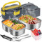 Gkstly Portapranzo Elettrico 3 In 1 Scalda Vivande Portatile Elettrico Porta Pranzo Riscaldato da 60W 1.5L per Adulti, 12V/24V/220V 2 Contenitori in Acciaio Inox, Scomparti, per Auto Camion Ufficio