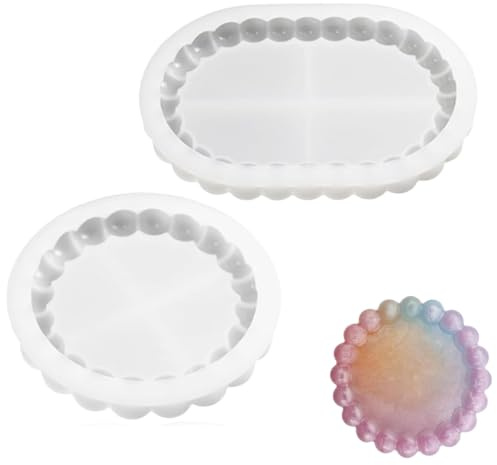 WUSJCOF 2 Bandejas de Moldes de Silicona, Posavasos, Moldes de Fundición para Resina Epoxi Hormigón, Manualidades, Candelabros, Decoración del hogar