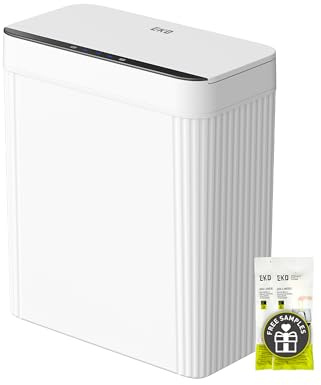 EKO Brio 10L/2.6 Gallon Motion Sensor Trash Can, Automatic Touchless Bathroom Garbage Bin, Waterproof Smart Trash Can for Kitchen, Bedroom, and Office, White